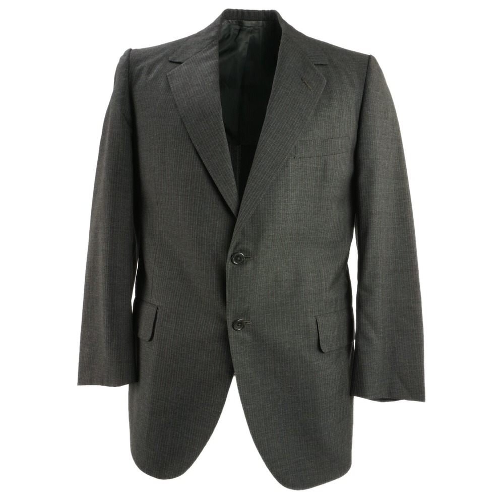 Oxxford Clothes Peerage Men's 41R Gray Red Stripe Woven Wool Notch Blazer Jacket